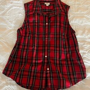 J.Crew Woman’s Red Plaid Button Down Tank Top